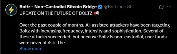 Boltz桥易主：AI攻击后重启新生