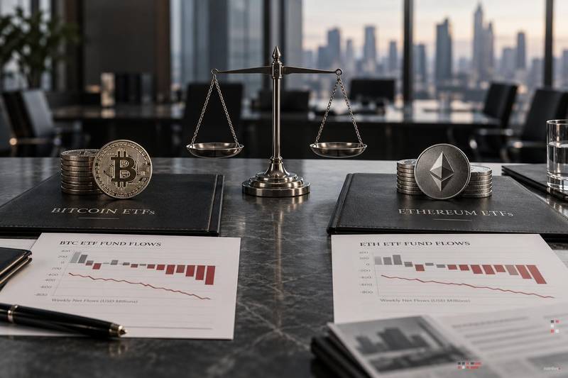 比特币ETF与以太坊ETF：每周资金流出对比
