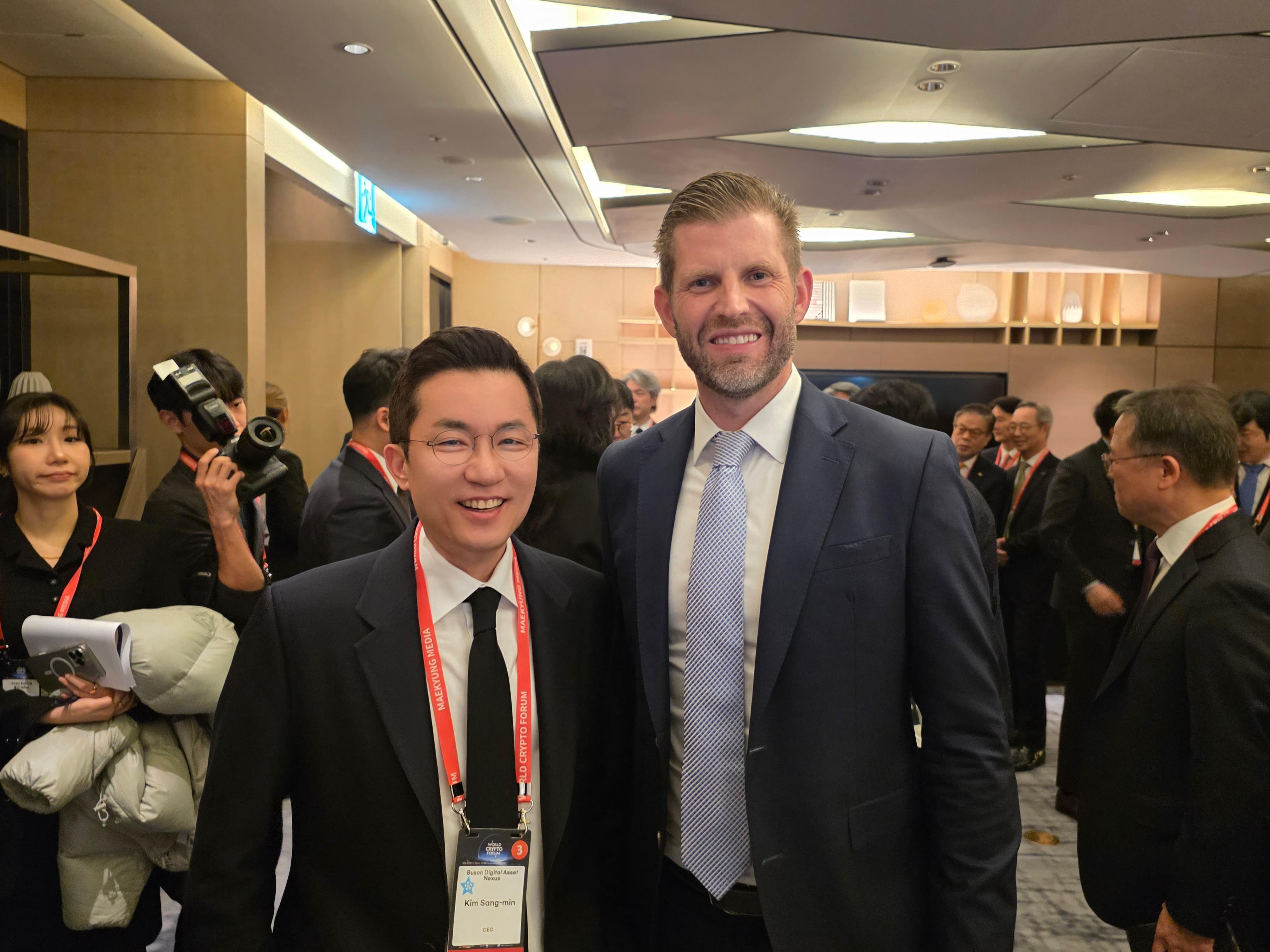 釜山数字资产交易所Bitdan代表金相民与埃里克·特朗普举行会谈