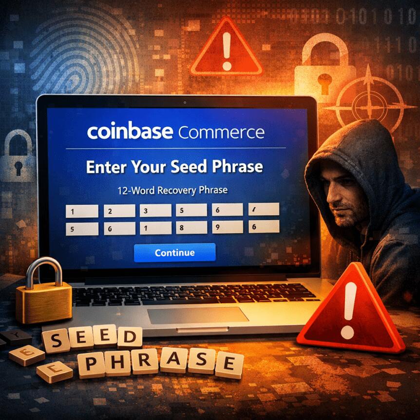Coinbase商务页面索要助记词引安全警报
