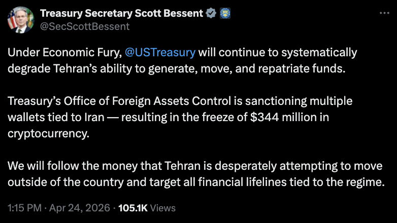 伊朗相关加密钱包制裁图示