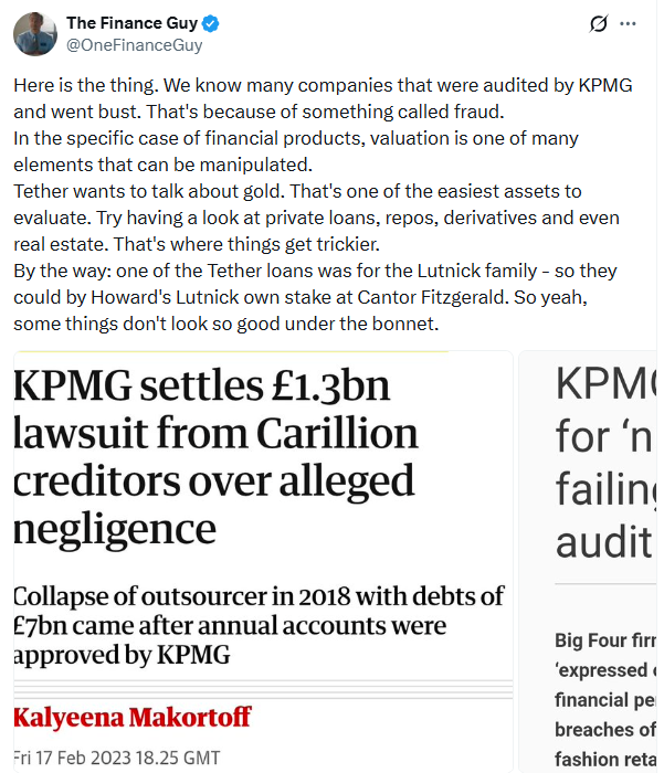 Tether KPMG Audit Reality Check | Source: The Finance Guy
