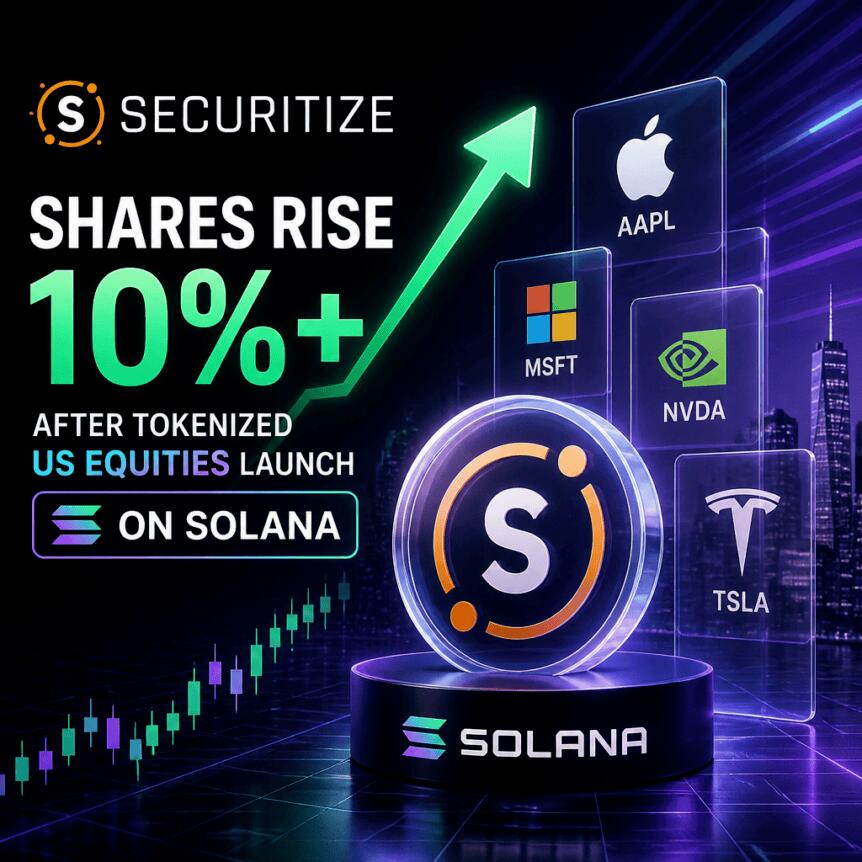 Securitize 股份在 Solana 上推出代币化美国股票后上涨超 10%